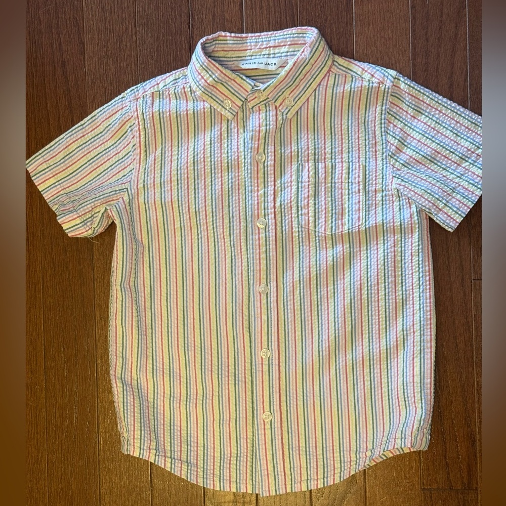 Janie and Jack shortsleeve seersucker button down